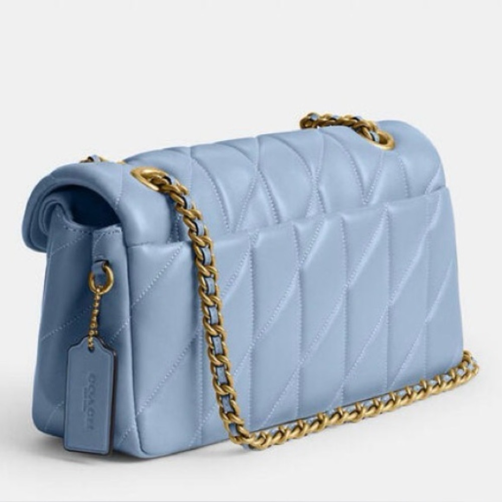 Coach Quilted Shoulder Bag in Light Blue with Gold Hardware - Picture 2 of 11